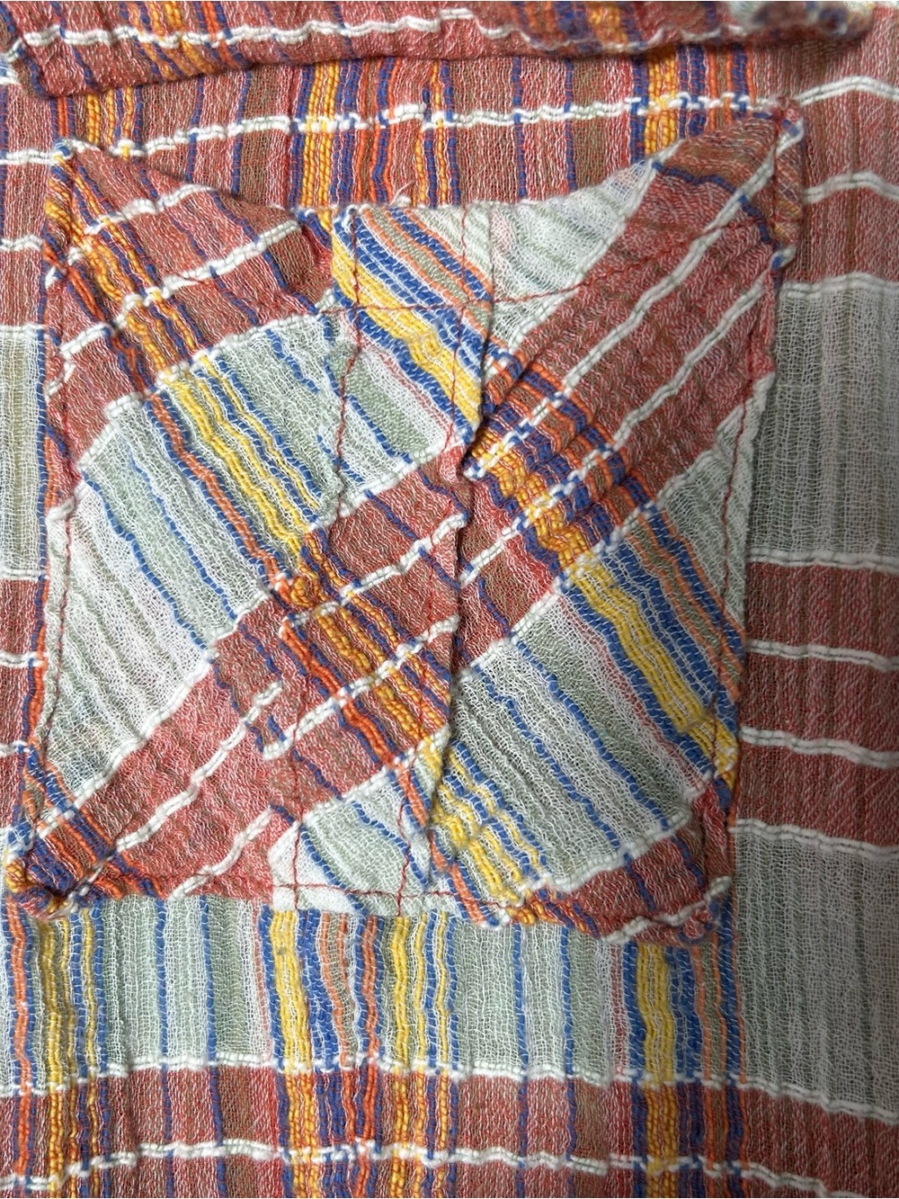 Free People We The Free Gauze Shirt Womens Medium Plaid Long Sleeve Pockets - Picture 6 of 11